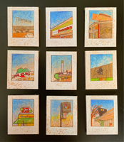 10 Tower Prints mounted on cardboard-