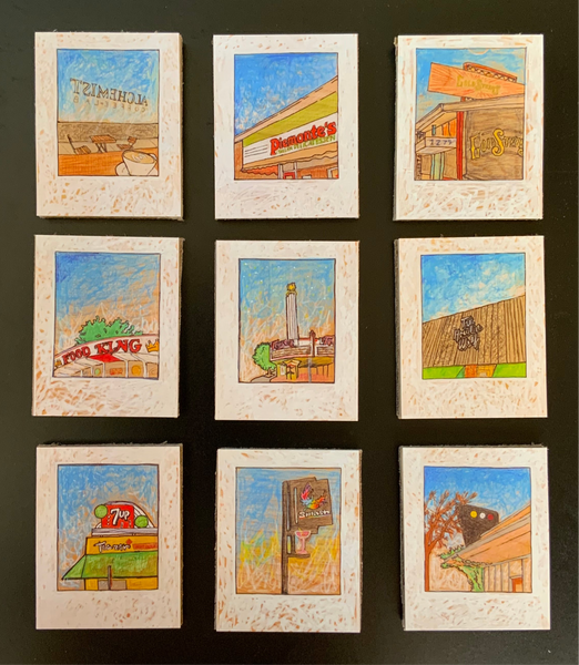 10 Tower Prints mounted on cardboard-